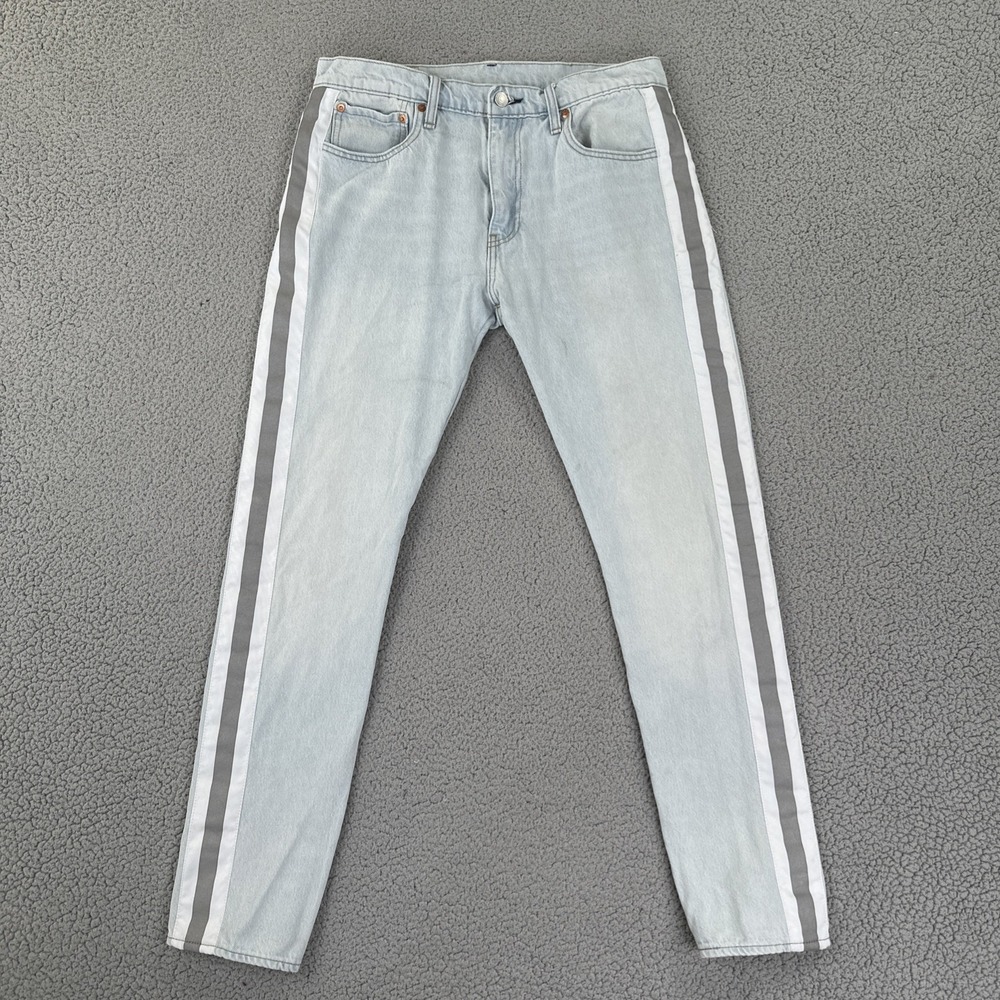 Levi's Premium Lot 512 Reflective Stripe Jeans Men 33x32 Blue Light Wash Big E